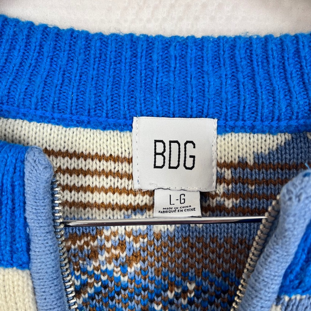 BDG Urban Outfitters Jesse‎ Size L Half Zip Mountain Forest Winter Sweater(A533) - Picture 8 of 9